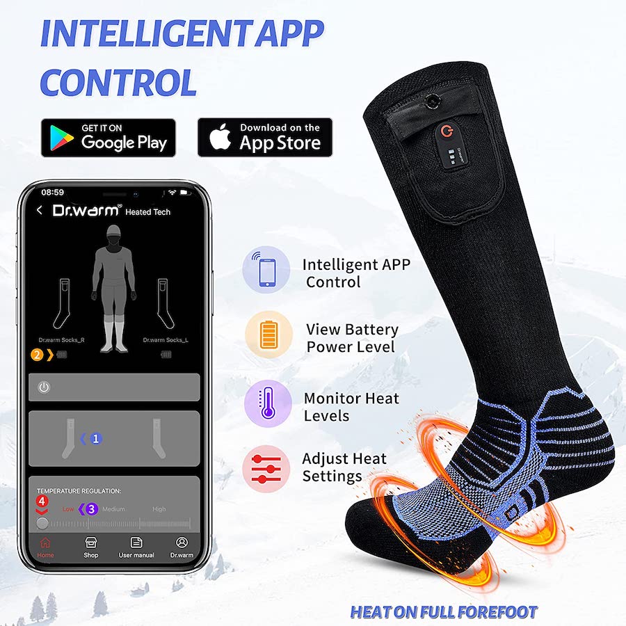Električne čarape grijane - upravljanje putem mobilnog pametnog telefona