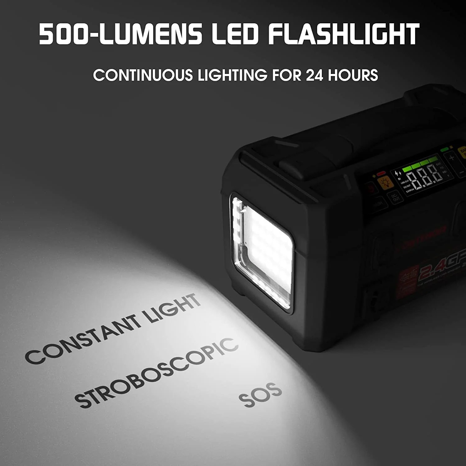 auto starter 500 lumena LED lampa + kompresor i power bank
