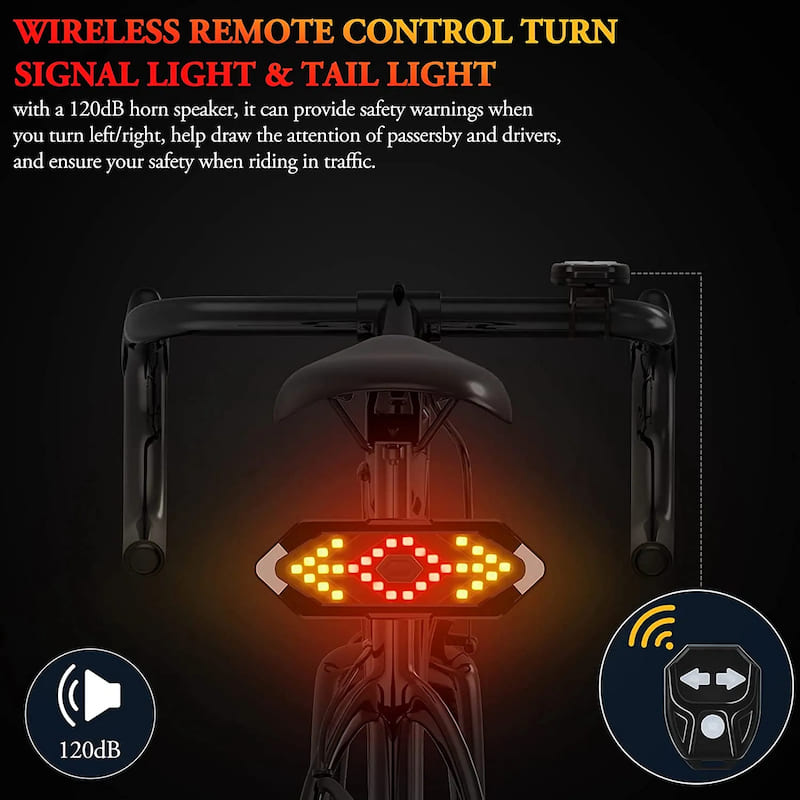 Pozadinsko svjetlo za bicikl sa pokazivačima smjera za stražnje svjetlo bicikla bežično sa kontrolerom