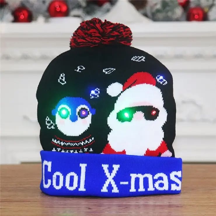 Zimska kapa sa pompom koji svijetli Božić sa LED sijalicama - COOL X-MAS