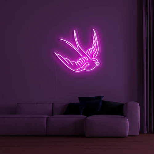 3D LED neonski logo na zidu - golubica