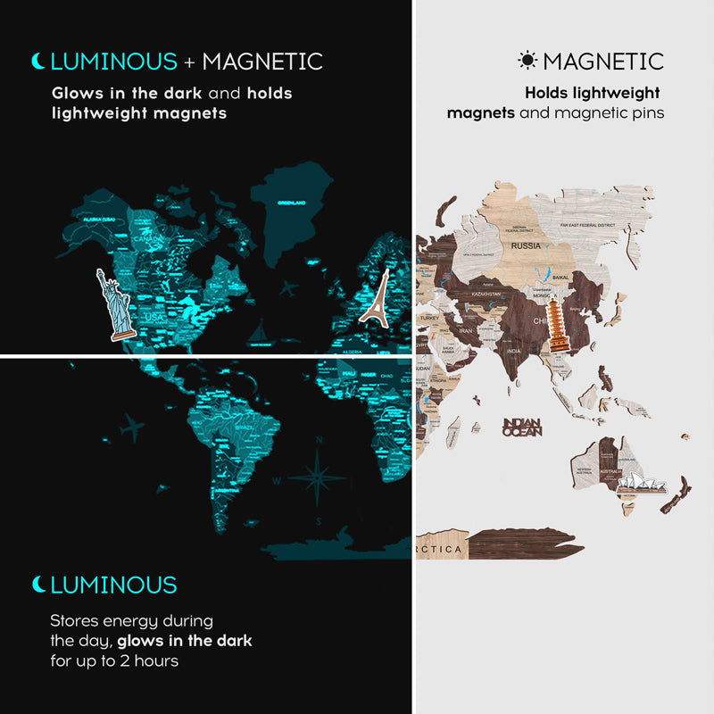 Fluorescentna mapa drvena magnetna 3d