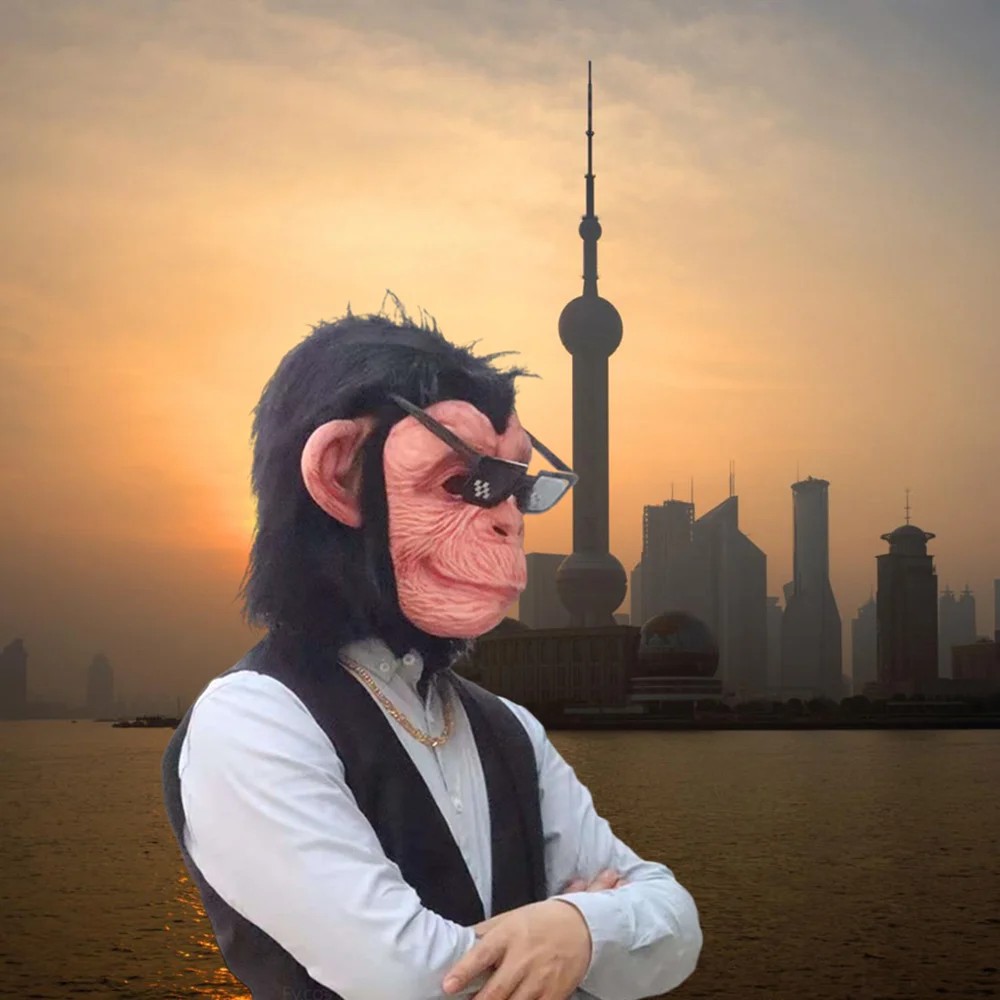 Maska za glavu majmuna šimpanze od silikonskog lateksa