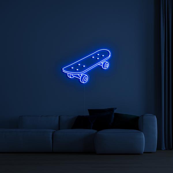 3D svjetleći LED neonski natpis na zidu - skejtbord
