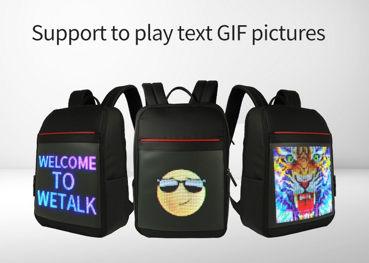 pametni ruksak sa LED ekranom za reprodukciju slike i GIF