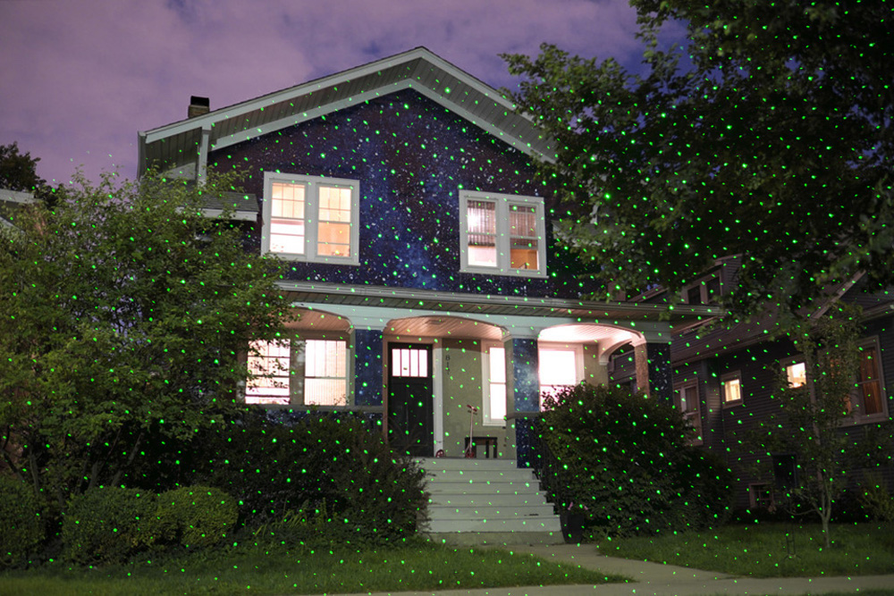 LED dekorativni laserski projektor obojena fasada kuće zeleno crvena