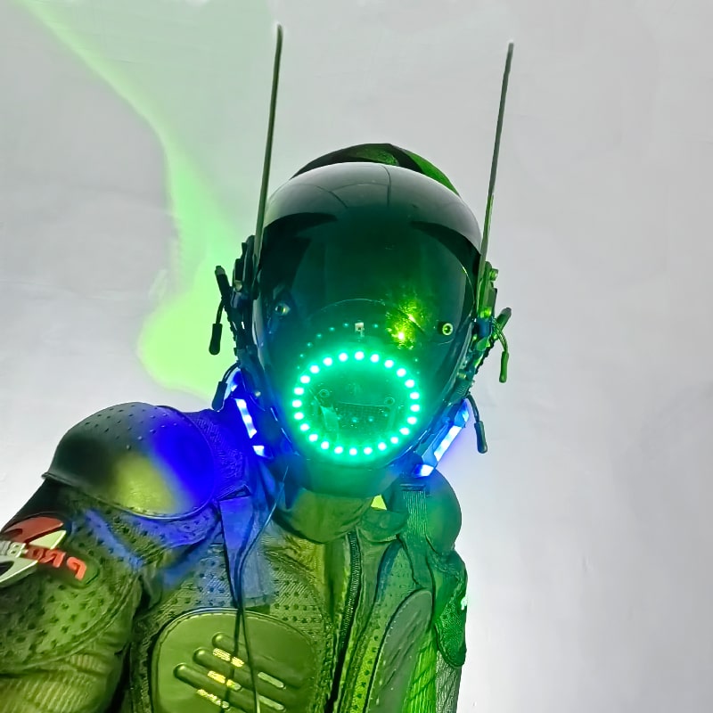 Svjetleća LED Cyberpunk maska za glavu kaciga
