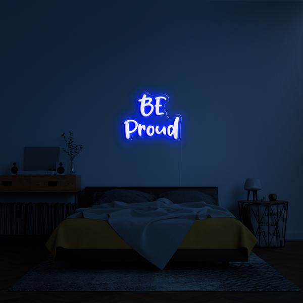 Lagani LED neonski 3D natpis na zidu - BE proound, dimenzija 100 cm
