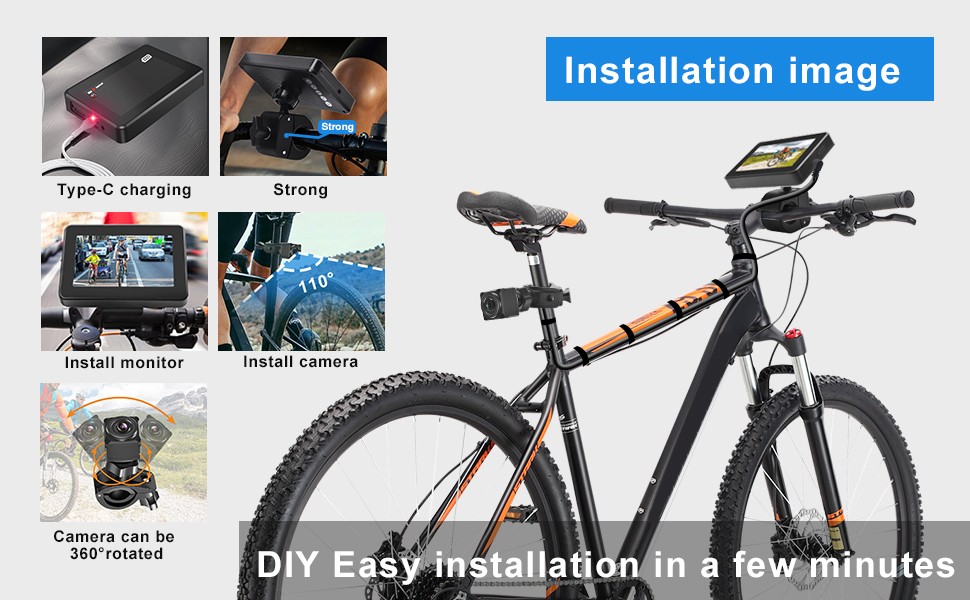 stražnja kamera za bicikl sa kompletom monitora za bicikl