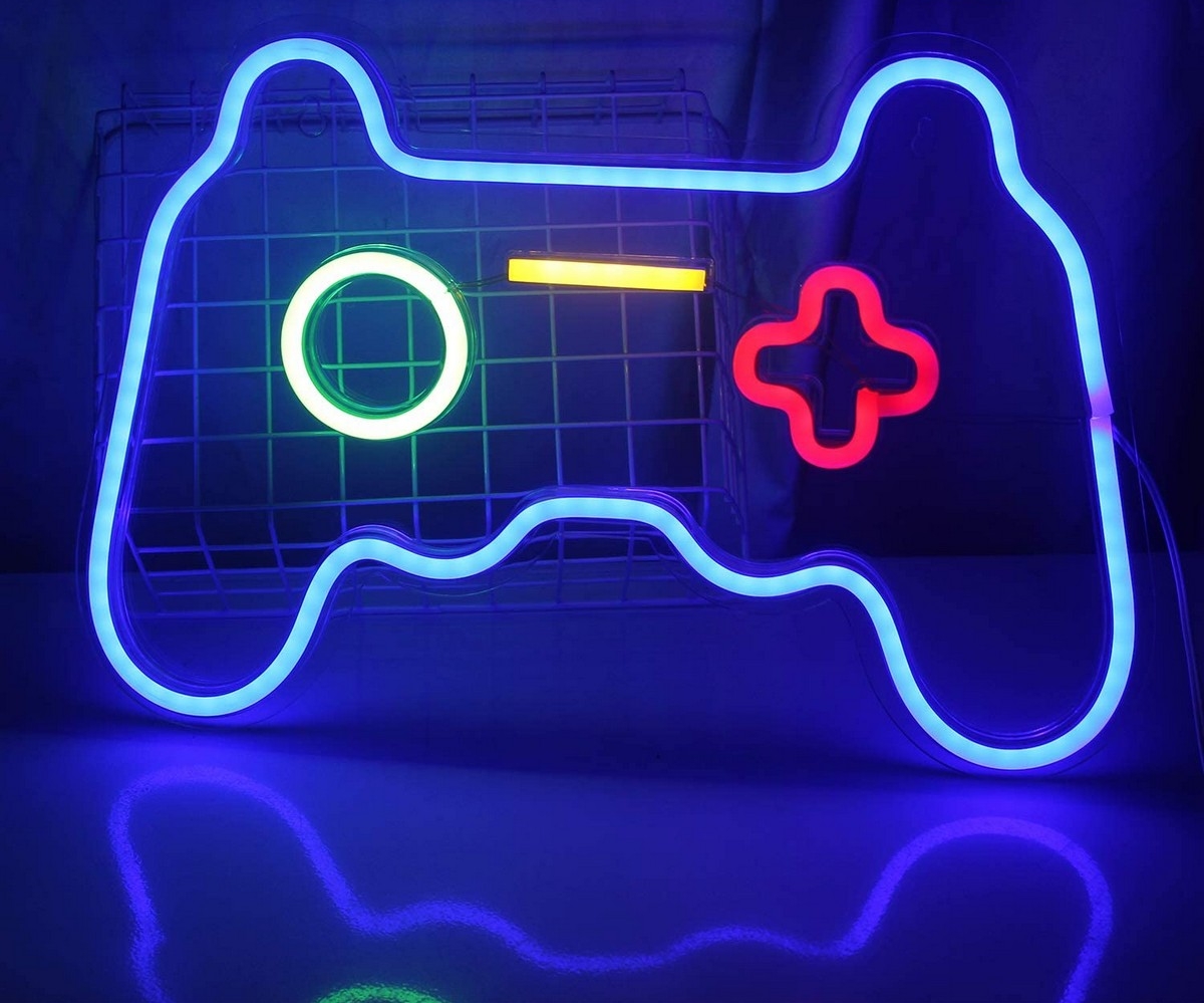 neon led logo na zidnoj rasvjeti - gamepad