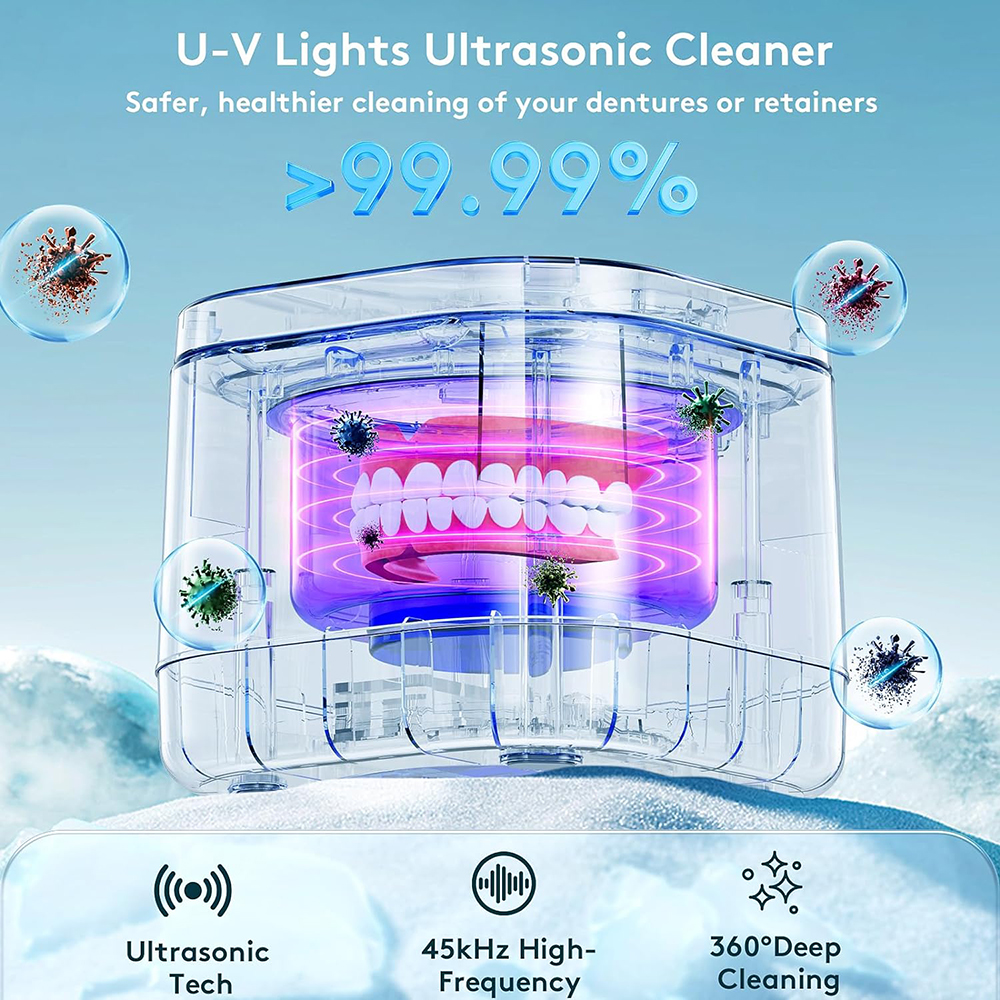 ultrazvučni retainer čistač proteza čistač U-V 99,99% lagano čišćenje