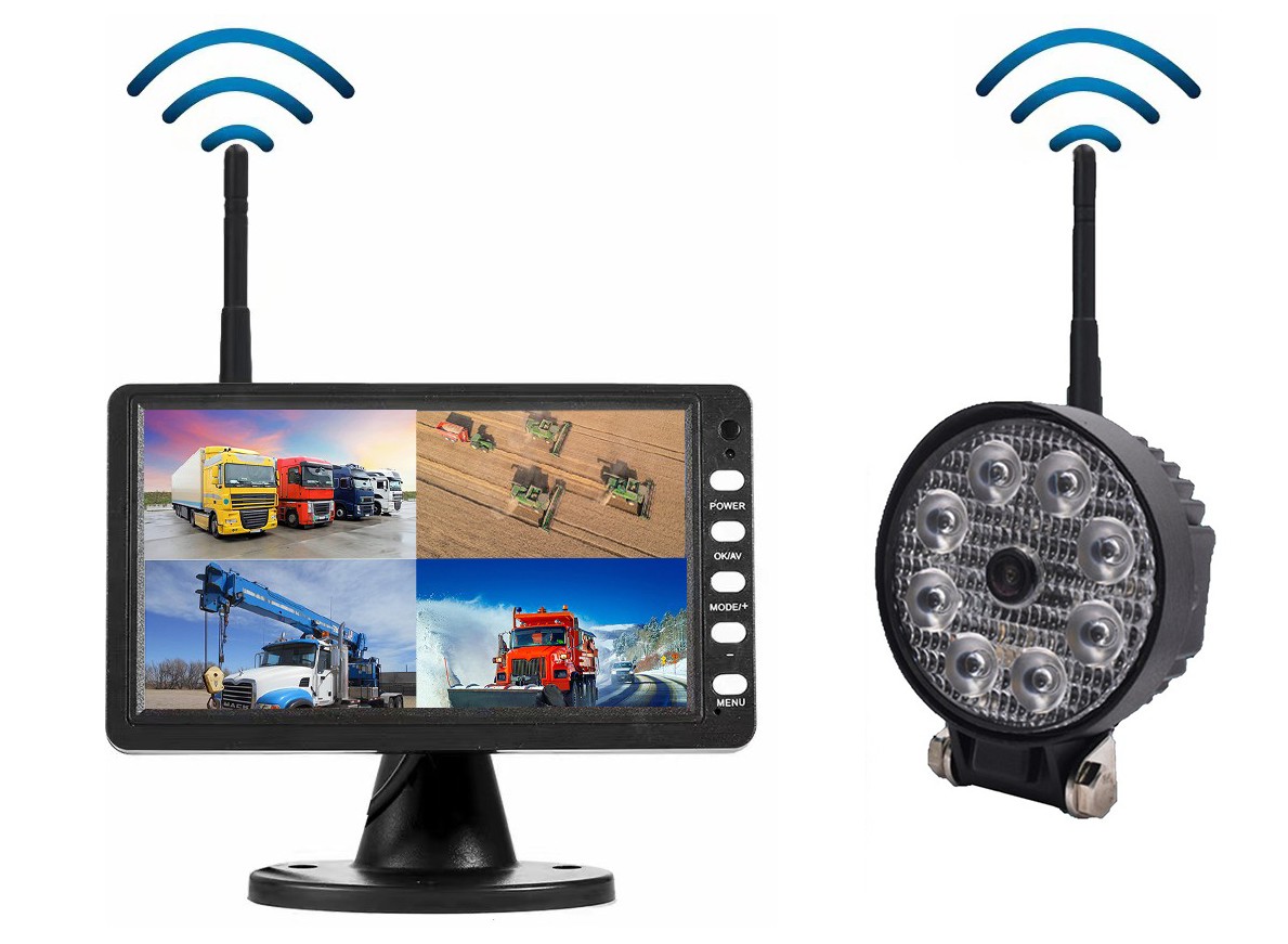 Radni SET - 7" WIFI TFT LED monitor + WiFI kamera za vožnju unazad 120° 720P AHD sa 8 LED svjetla IP68