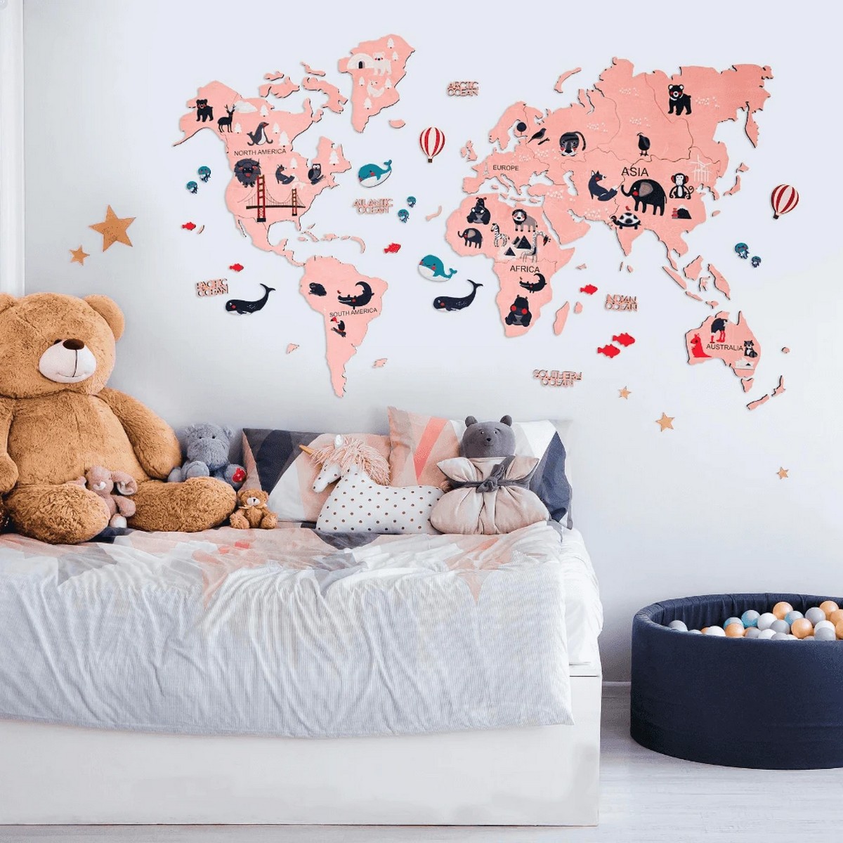 mapa svijeta za djecu - roze