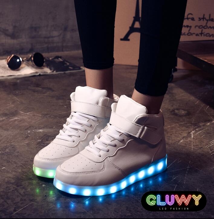 LED sjajne čizme patike bijele