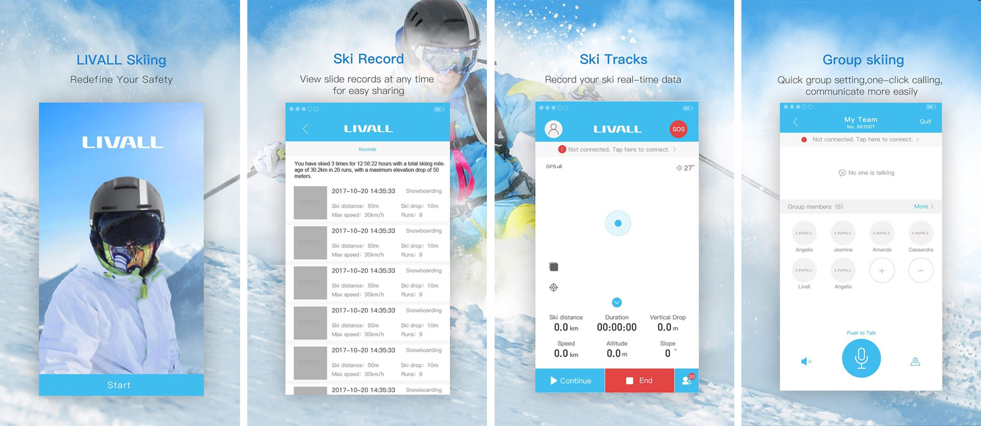 livall aplikacija za skijanje