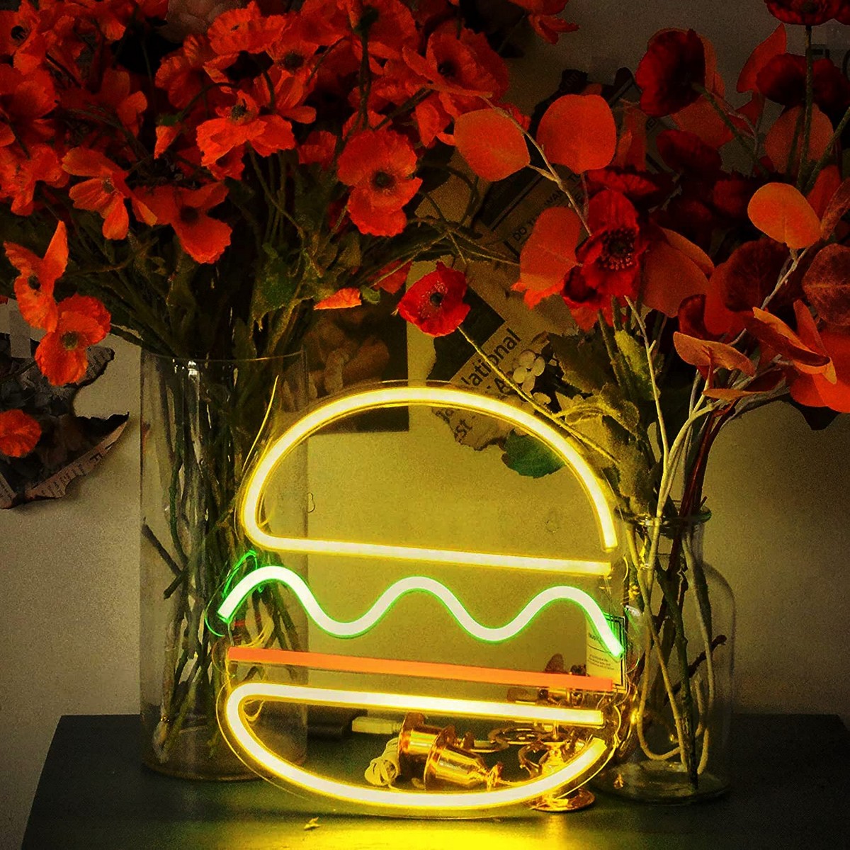 svjetlosni logo neonski restoran led tabla - burger hamburger