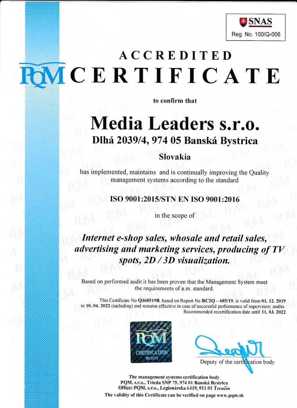 iso certifikat Medijski lideri